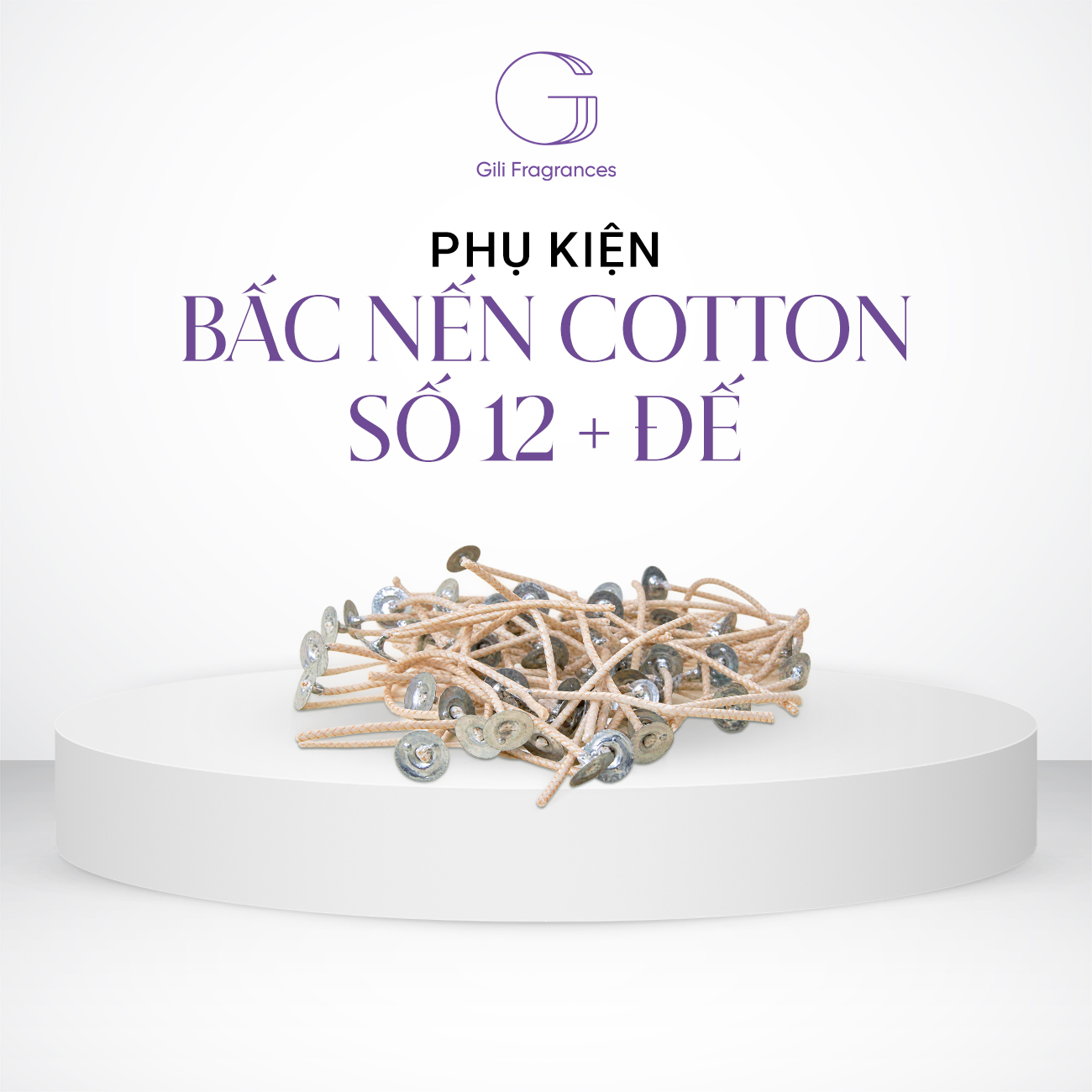 Bấc nến cotton số 12 + đế | Nguyên liệu | mua sỉ