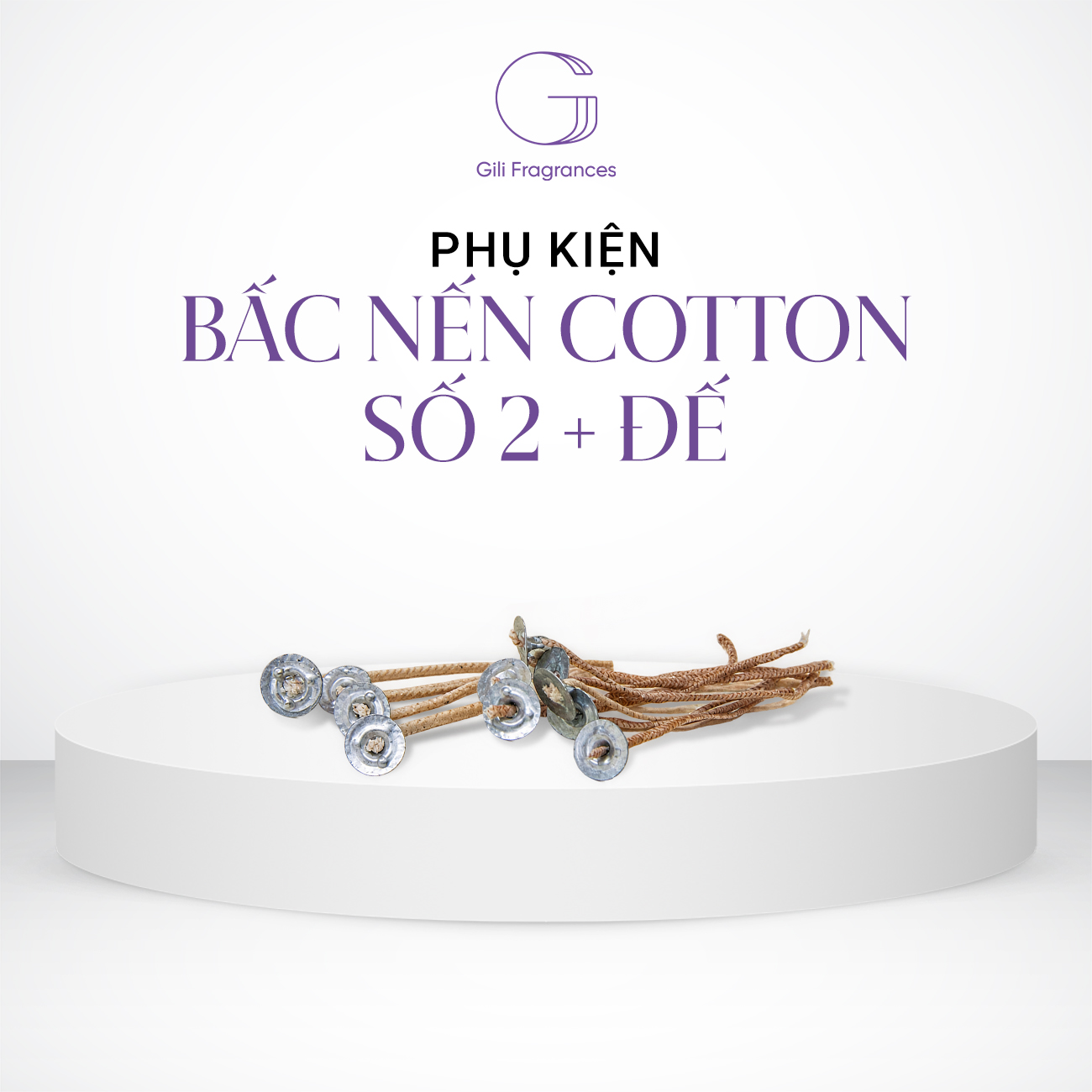 Bấc nến cotton số 2 + đế | Nguyên liệu | mua sỉ